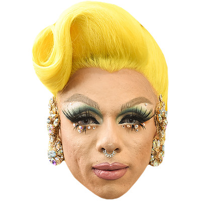 Aja (Yellow) Celebrity Mask, Flat Card Face, Fancy Dress Mask