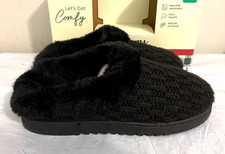 Dearfoams Women's Comfy Memory Foam Knit Slippers - SIZE L - BLACK