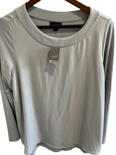 J.Jill Wearever Collection gray Stretch Tunic Pullover Overlay Long Slv Sz M NWT - Picture 2 of 9