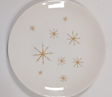 VTG Star Glow Gold MCM 10 Inch Dinner Plate Royal China Atomic Made in USA