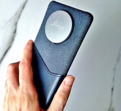 Leica Leitz Phone 1 - compatible hard case with leather, dark blue color