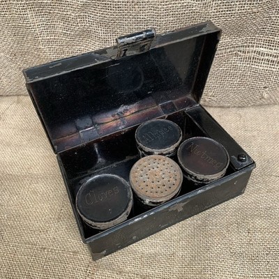 Antike Toleware Gewürzdose - Kitchenalia - Bauernhaus - Landhaus - viktorianisch