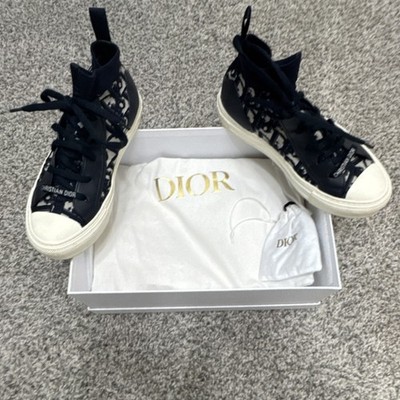 Dior Walk'n'Dior High Top Logo Lace Up Sneakers Black White