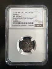 Henry II, 1154-1189 - Short Cross Silver Penny London -class 1b AU details rare 