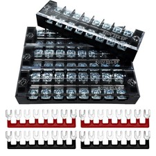 4 Sets 8 Positions 600V 25A Terminal Blocks Ground Dual Row Bus Bar W