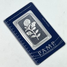 PAMP Suisse 1 oz Silver Rose Bar in Assay