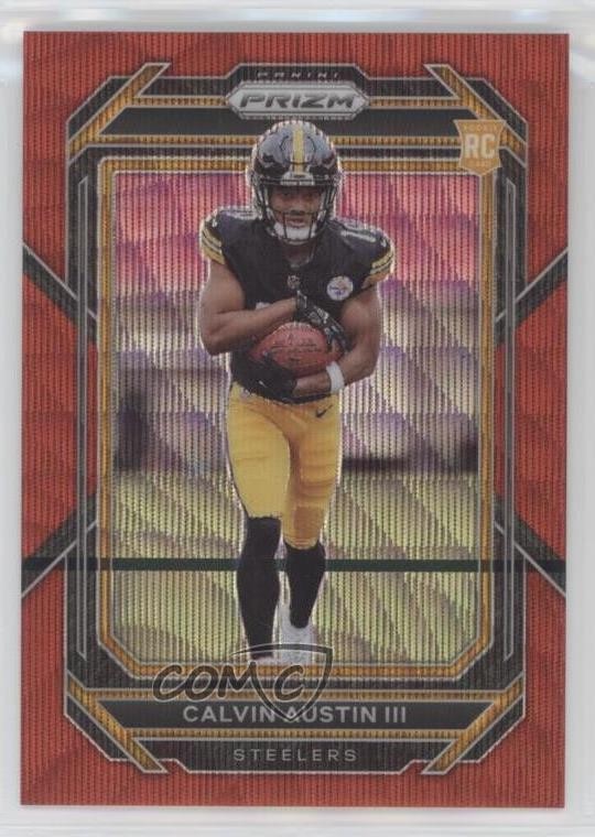 2022 Panini Prizm Rookies Red Wave /149 Calvin Austin III #338 Rookie RC 10w9