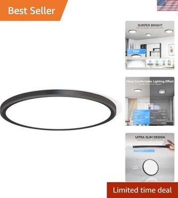 3200lm LED Flush Mount Ceiling Light, 12-Inch Slim Design for Instant Brightness