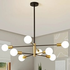8-Light Modern Sputnik Chandelier Light Glass Globe Shade Ceiling Light Fixture