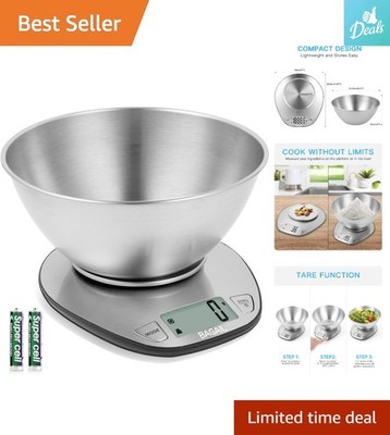 Digital Kitchen Scale with Backlit LCD - 11 lb Capacity & Stainless Steel Bowl