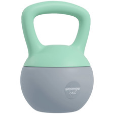 Kettlebell 6kg Grey/Green Soft Plastic Body Metal Sand 19x19x28cm Ergonomic Pro