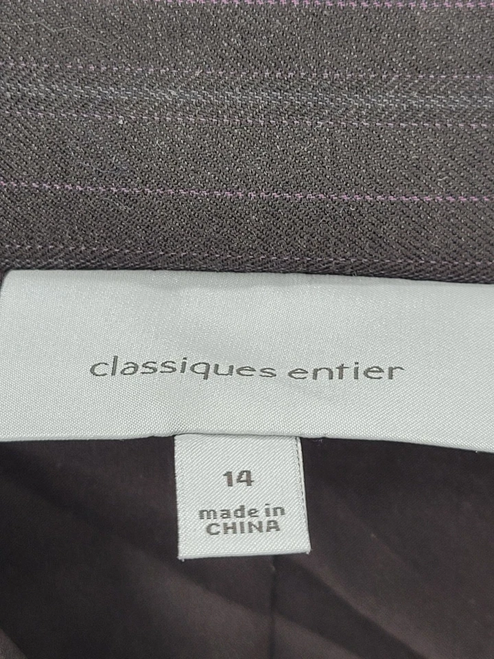 Falda clásica Entier para mujer traje marrón cintura acanalada espalda plisado carrera Foto 3 de 4