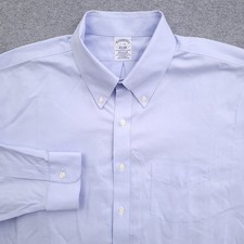 Brooks Brothers Dress Shirt Mens 17 35 Regular Non Iron Stretch Pinpoint Oxford