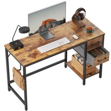 Computer Desk with 2 Drawers, 47 Inch Small Home Office Desk Study Writing Ta...