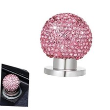 Bling Car Engine Start Button Cover, Crystal Rhinestone Round Ball 1 PC Pink
