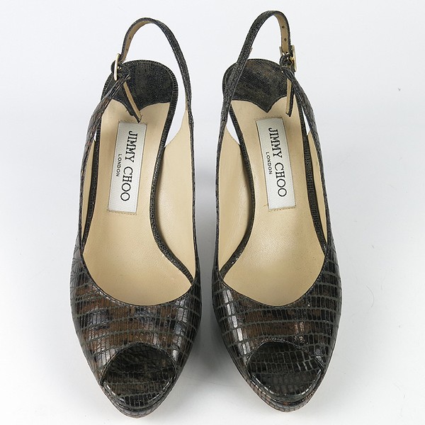 JIMMY CHOO Python Pattern Leather Open Toe Women'… - image 4