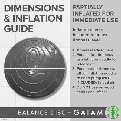 Gaiam Balance Disc Wobble Cushion Stability Core Trainer For Home Or Office Desk