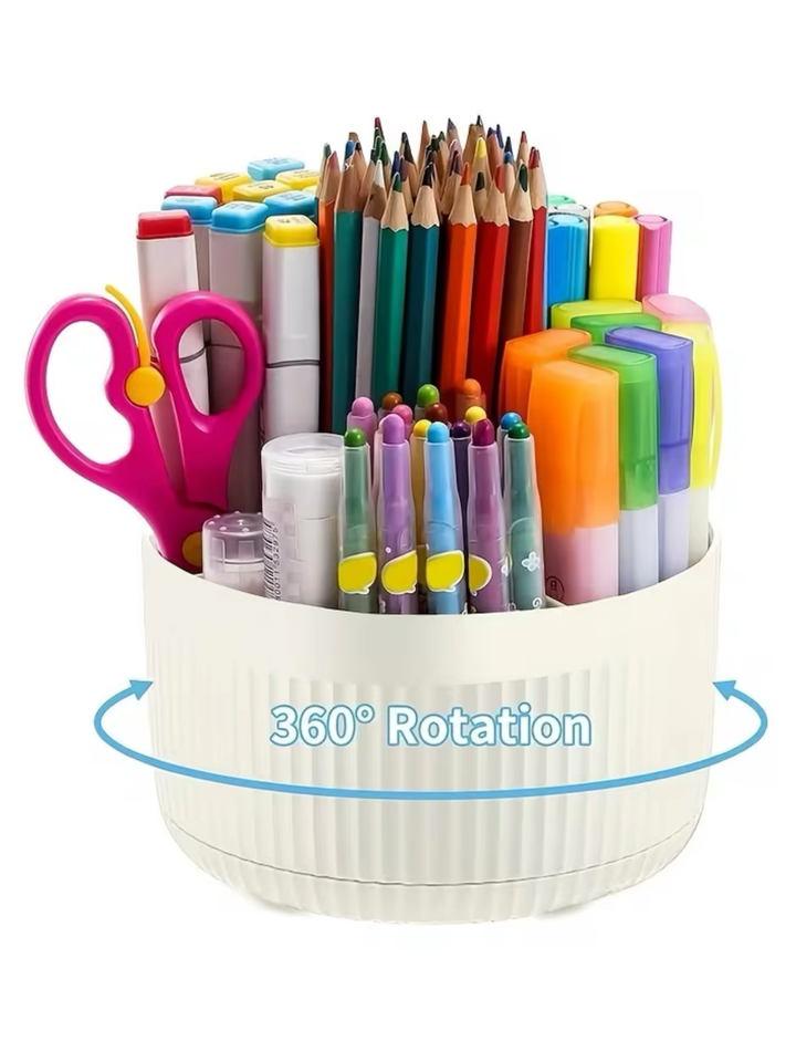 360 Degree Rotating Desk Organiser with 5 Compartments and Drawer ...