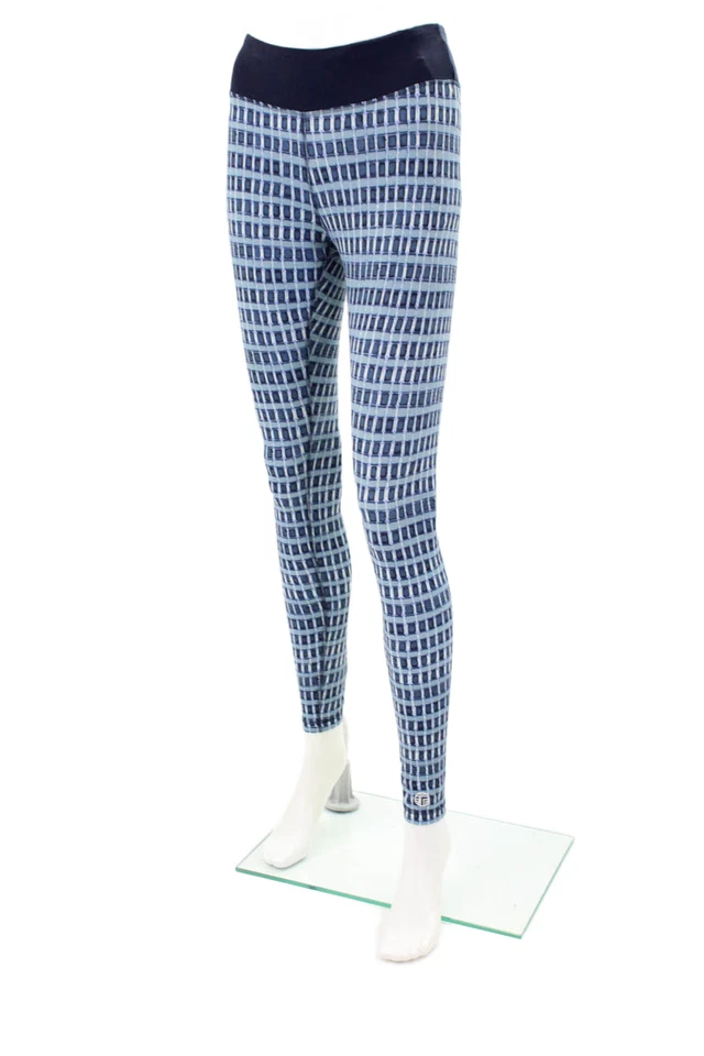 Pantalones Leggings Tory Burch Mujer Estampados Tiro Alto Azul Talla S Foto 2 de 4