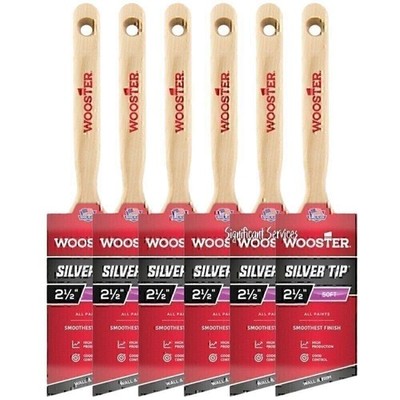 Wooster Brush 5221-2 1/2 Silver Tip 2 1/2 Inch Angle Sash Paintbrush 6 Pack