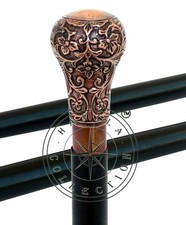 36'' Victorian Antique Brass Head Handle Wooden Walking Stick Cane Item