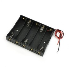 5-AA Slots Battery Spring Clip Holder Case Plastic Storage Box Flat Wires 7.5V