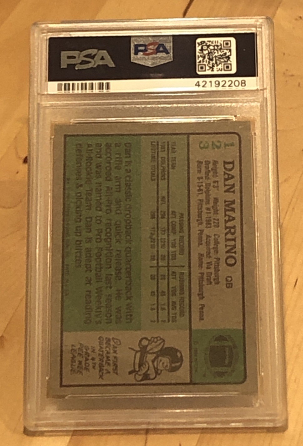 1984 Topps #123 Dan Marino RC PSA 9 view 4