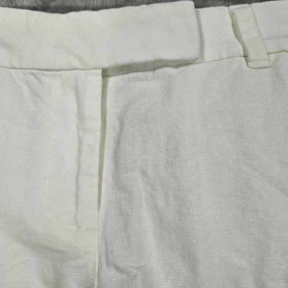 J Crew Shorts Womens 0 White Scalloped Hem Linen Cotton Blend Pockets Summer - Image 4 of 4