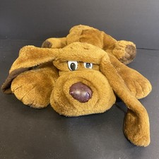 Vintage Brown Puppy Dog Plush Hound Stuffed Animal Laying Down Vinyl Nose