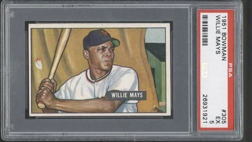 1951 Bowman #305 Willie Mays New York Giants RC Rookie EX PSA 5 Centering!