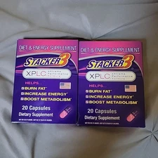 (2pk) Stacker 3XPLC Boost Metabolism, Body FatBurner Increase Energy 20 Capsules