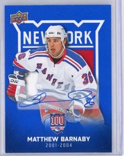 2025-26 Upper Deck New York Rangers Centennial Matthew Barnaby Auto Blue 25-26