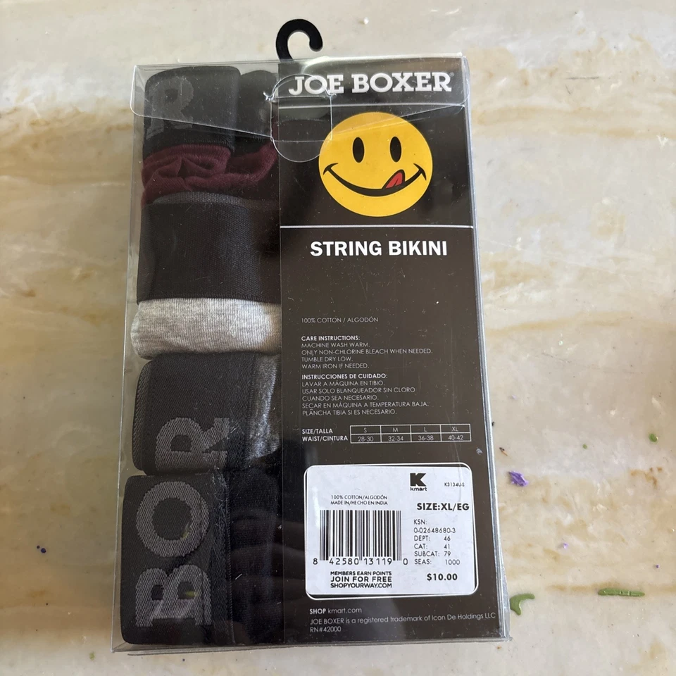 New Kmart Joe Boxer Men’s 4 Pack String Bikini  Brief Underwear Vintage XL - Image 4 of 4