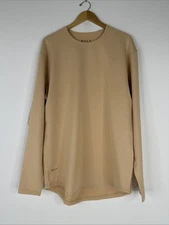 BYLT Drop Cut Lux Long Sleeve Shirt Mens Size XL Light Beige Curved Hem NWOT