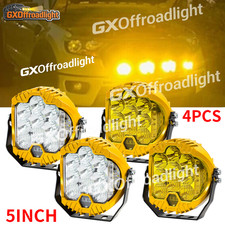 4PCS 5" inch Round LED Work Lights Bar Amber DRL Pods Fog Lamp Offroad Driving
