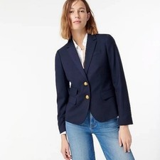 J Crew Navy Blue SchoolBoy Blazer Jacket Size 0 Wool Blend Classic Designer