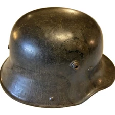 Original Model 1917 WWI German Helmet w/ Camo, Replaced Lining, Signed, Size 64
