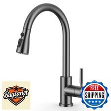 WEWE Kitchen Faucet Pull Down Sprayer, Stainless Steel Single Handle Matte Gray