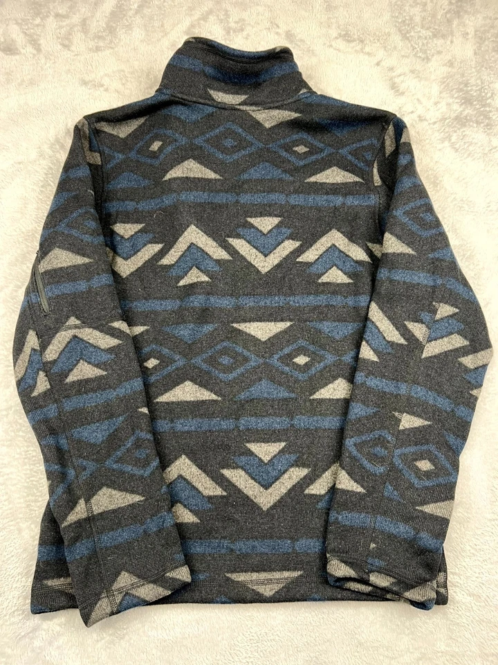 AOP North Face Gordon Lyons Fleece Sweater Mens Small Blue Aztec Quarter Zip - Image 2 of 4