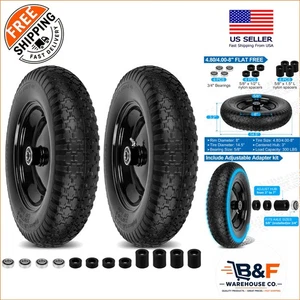 Flat-Free Wheelbarrow Tires with 5/8” or 3/4” Bearings - Ideal for All Terrains
