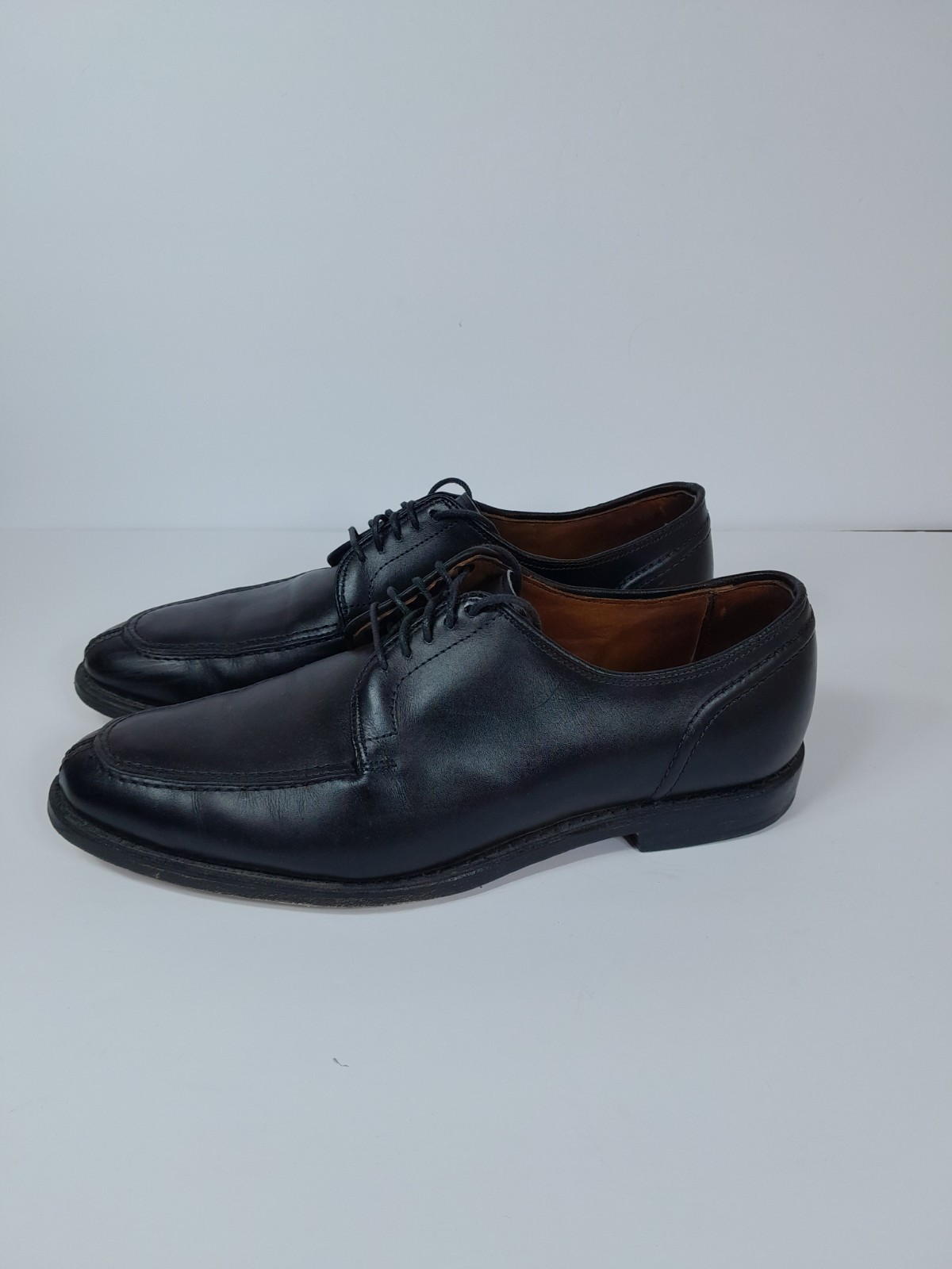 SAOLA Scarpa Allen Edmonds LaSalle Derby con punta divisa da uomo taglia 9 D in pelle nera made in USA