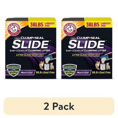 (2 Pack) Arm & Hammer Clump & Seal Slide Multi-Cat Cat Litter, 38 lb