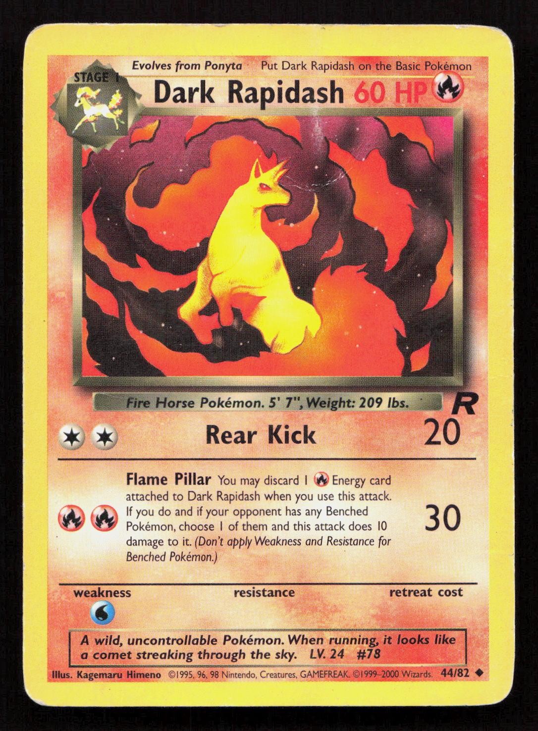 DARK RAPIDASH 44/82 Pokemon TEAM ROCKET Unlimited