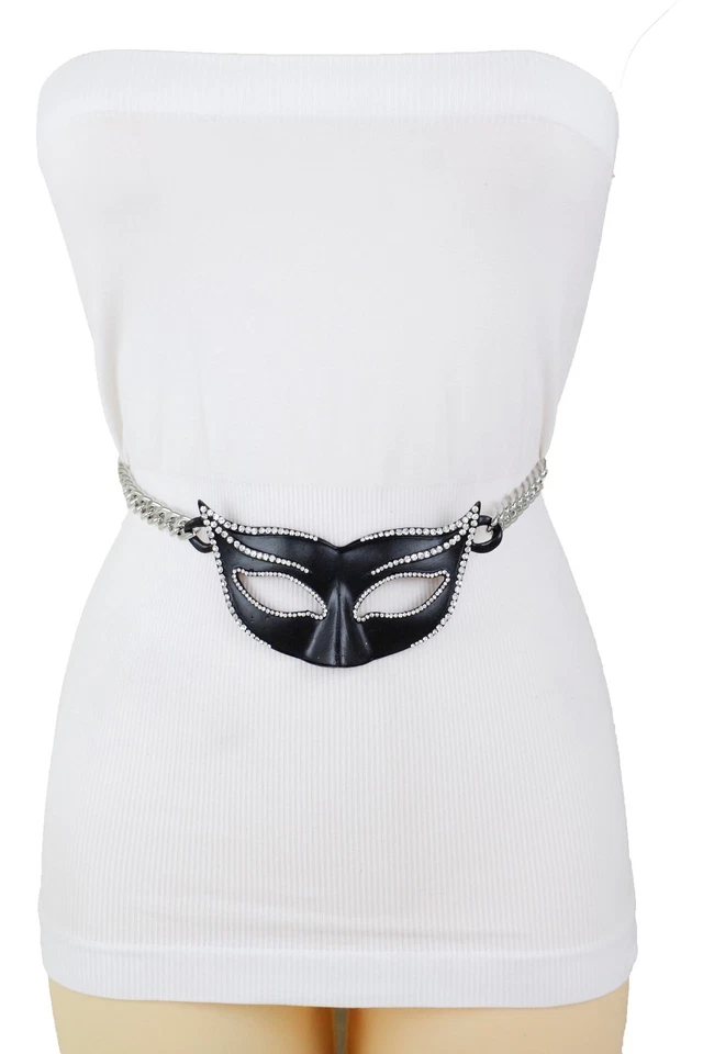 Mujeres Plata Metal Cadena Eslabones Cintura Ajustada Moda Cinturón Máscara Hebilla M L XL Foto 2 de 4