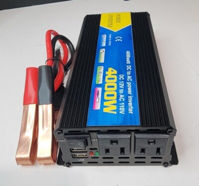 4000W Power Inverter, 12V DC To 110V AC, Dual AC Outlets USB Ports Smart Fan 