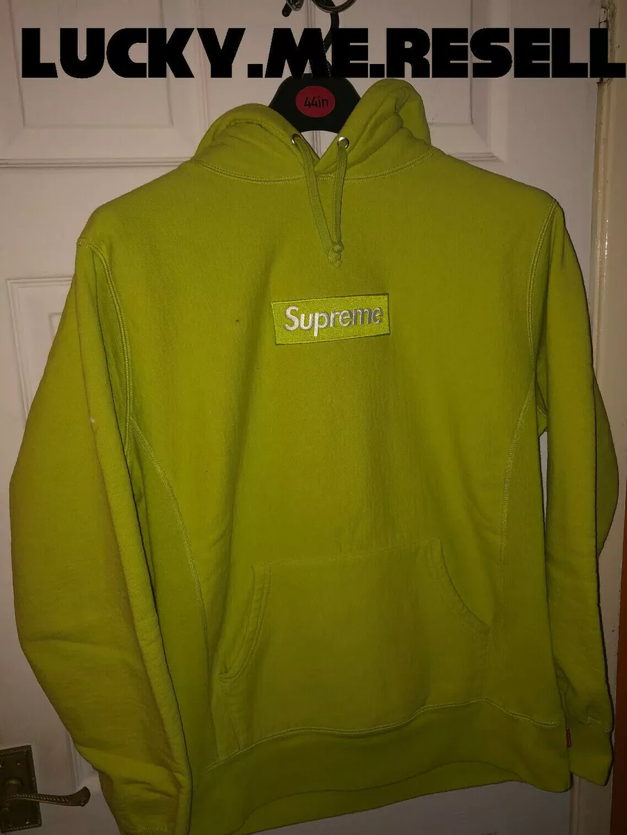 Lime green supreme box clearance logo
