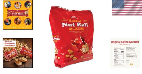 23oz Bulk Salted Nut Roll - Bite-Size Caramel Flavor Snacks, Gluten-Free - Picture 2 of 8