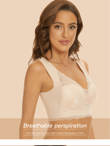 Women Wireless Full Coverage Bra Plus Size Lace Cut-Out Bra Stretch Comfy - Picture 8 of 29