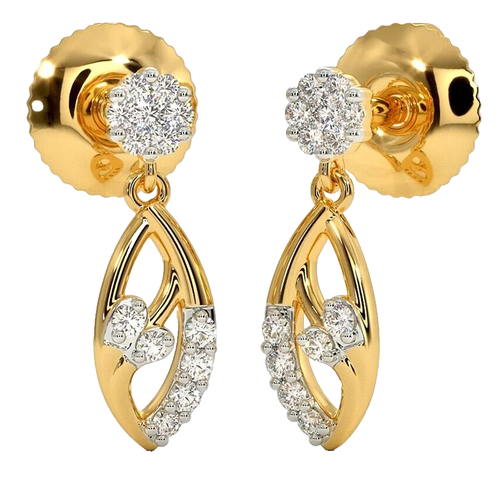Boucles D'oreilles Cartilage Manchette - Or Jaune 14k Avec Diamants Noirs - Fait Main - Neuf