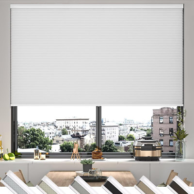 Cordless Blackout Cellular Shades 21''x64'' - Easy No-Tool Installation, White